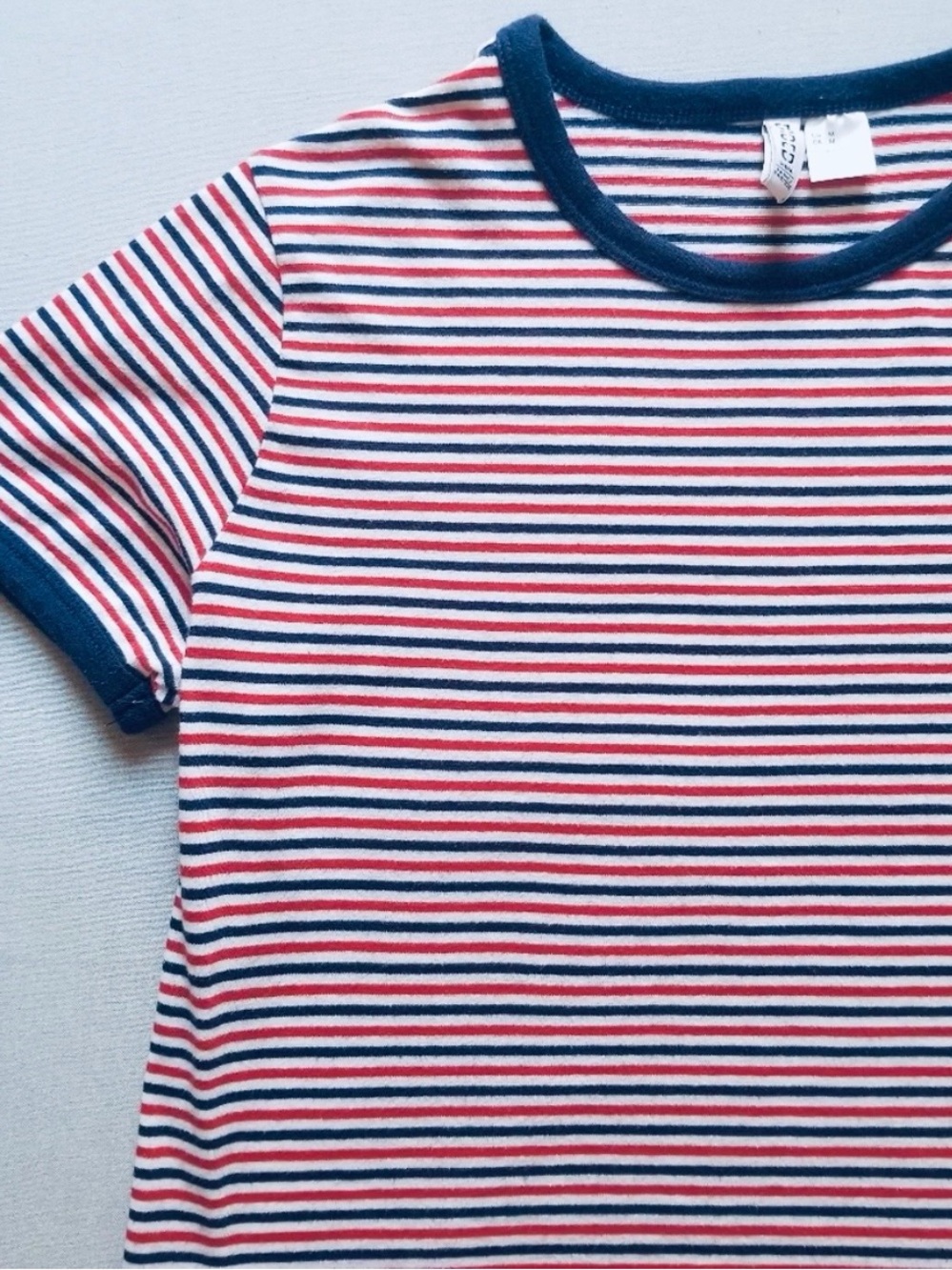 H&M Divided Retro Style Red & Navy Ringer Tee, EUC!
